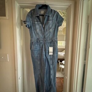 Zara the fitted denim jumpsuit